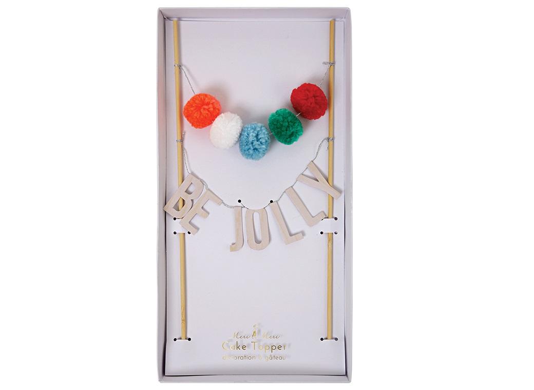 Be Jolly Pom Pom Cake Topper