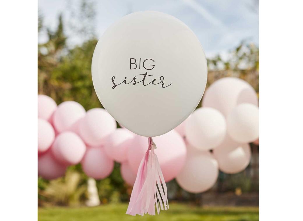 Big Sister Balloon with Pink Tassels