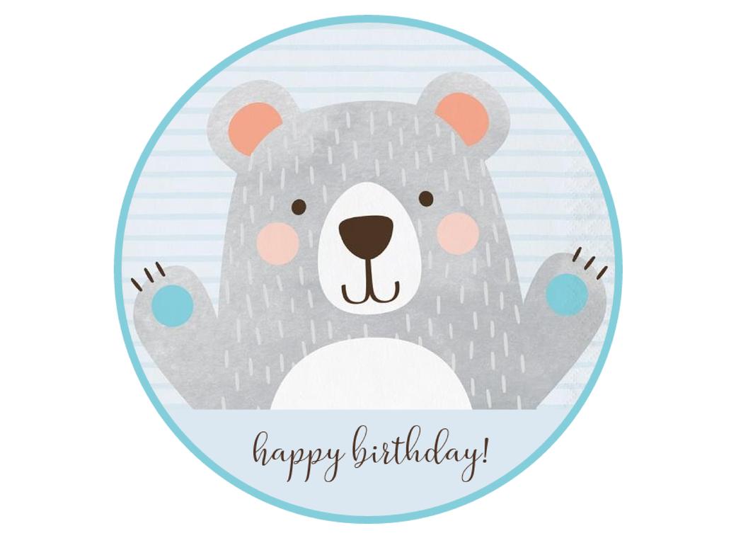 Edible Icing Image - Birthday Bear Round