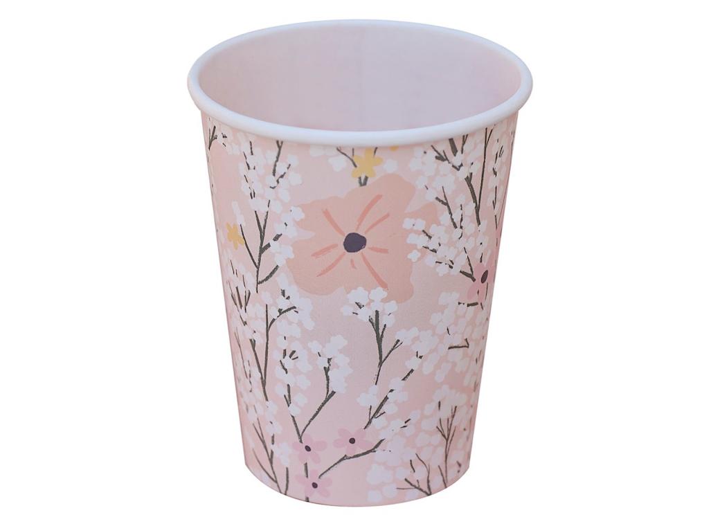 Birthday Bloom Floral Cups 8pk