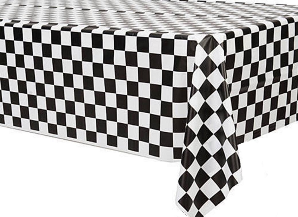 Black & White Check Plastic Tablecover