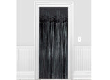 Black Foil Fringed Door Curtain