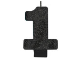 Black Glitter Candle - Number 1