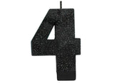 Black Glitter Candle - Number 4