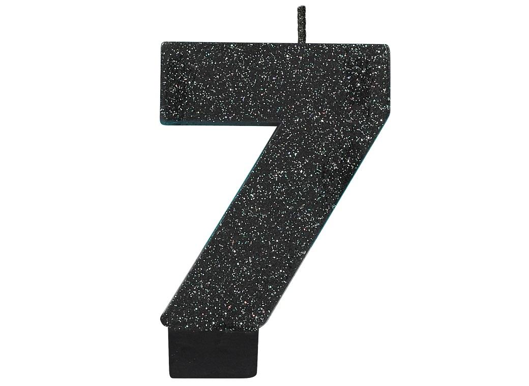 Black Glitter Candle - Number 7