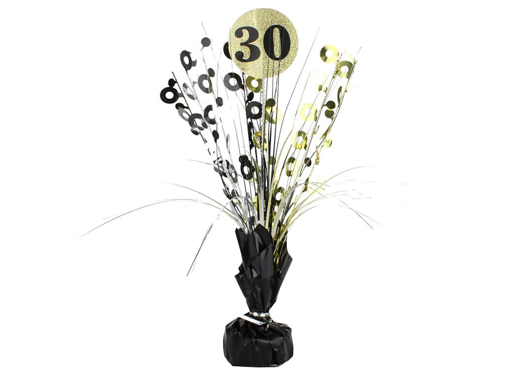 Black & Gold 30th Birthday Centrepice Spray