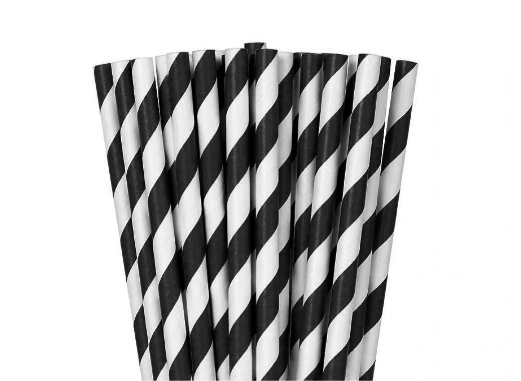 Paper Straws Black Stripe 24pk