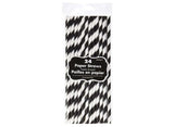 Paper Straws Black Stripe 24pk