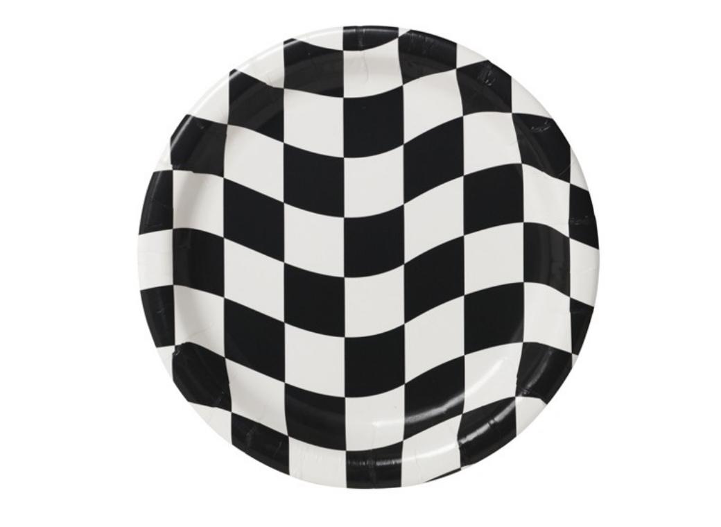 Black & White Check Dinner Plates - 8pk