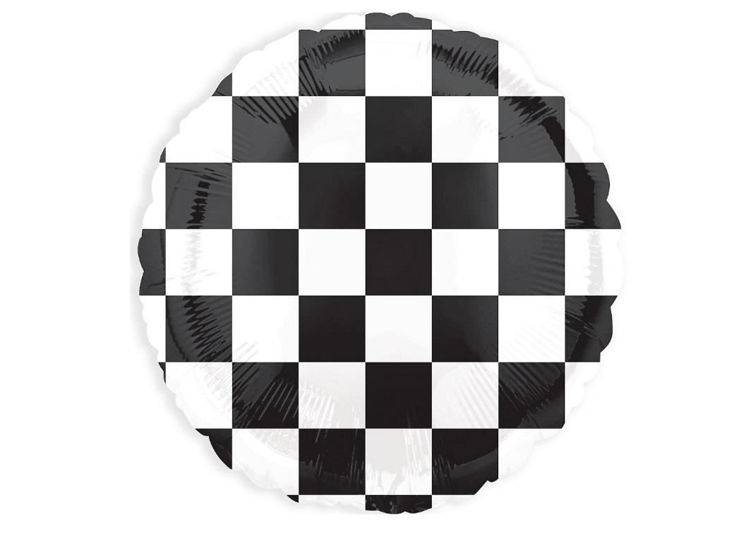 Black & White Checkered Foil Balloon