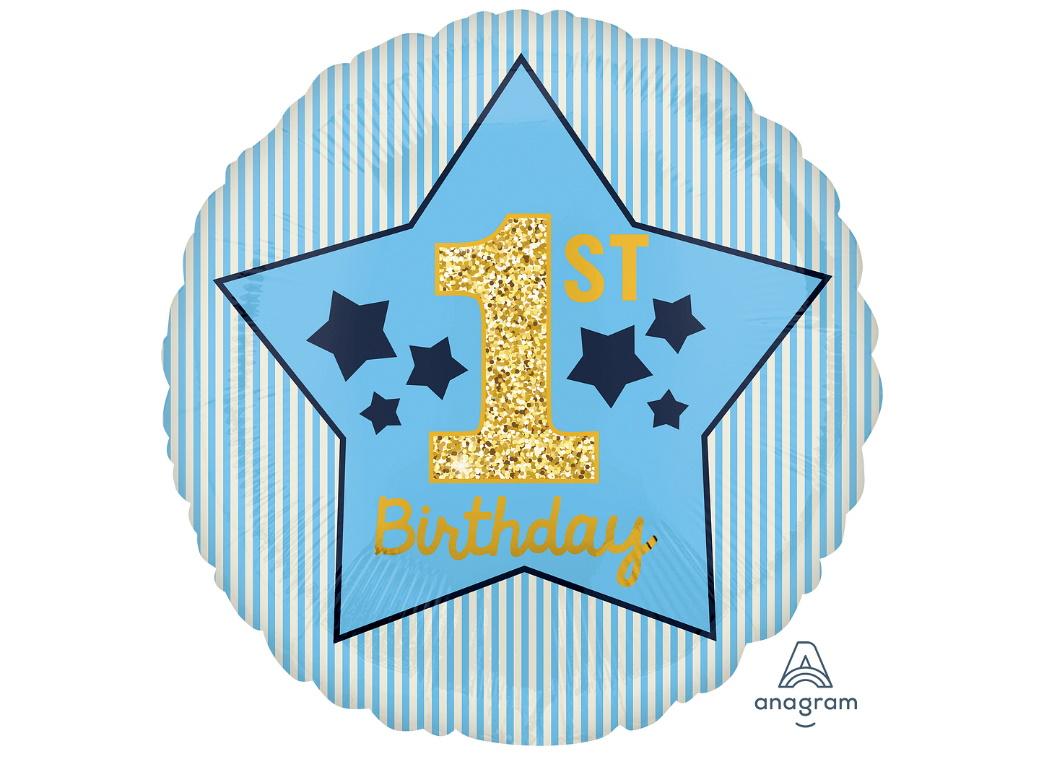 Blue 1st Birthday Foil Balloon