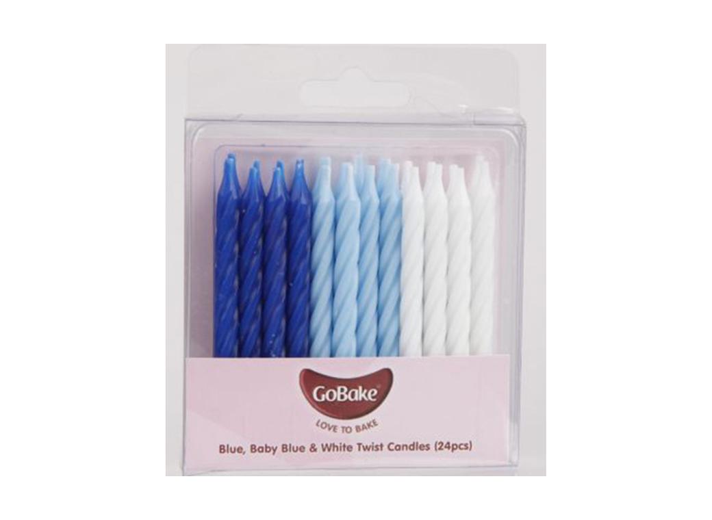 GoBake Twist Candles - Blue Assorted 24pk