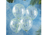 Blue & Green Confetti Balloons 5pk