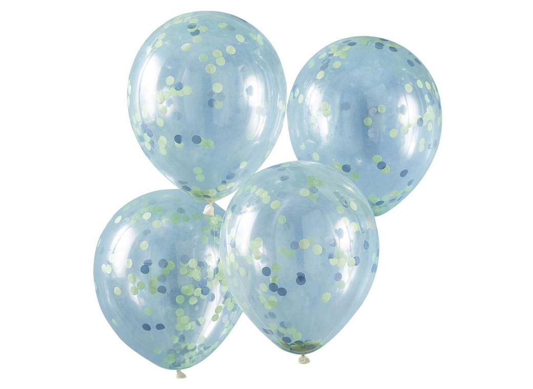 Blue & Green Confetti Balloons 5pk