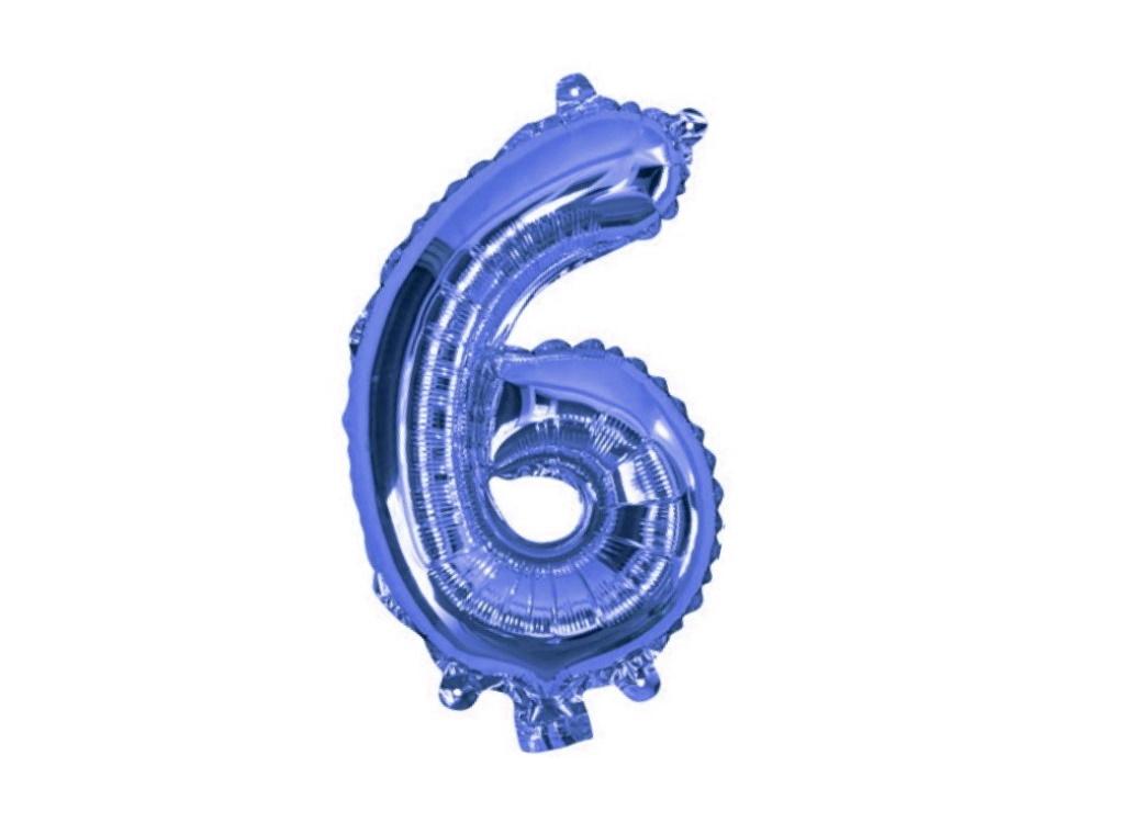 Mini Blue Foil Balloon - Number 6