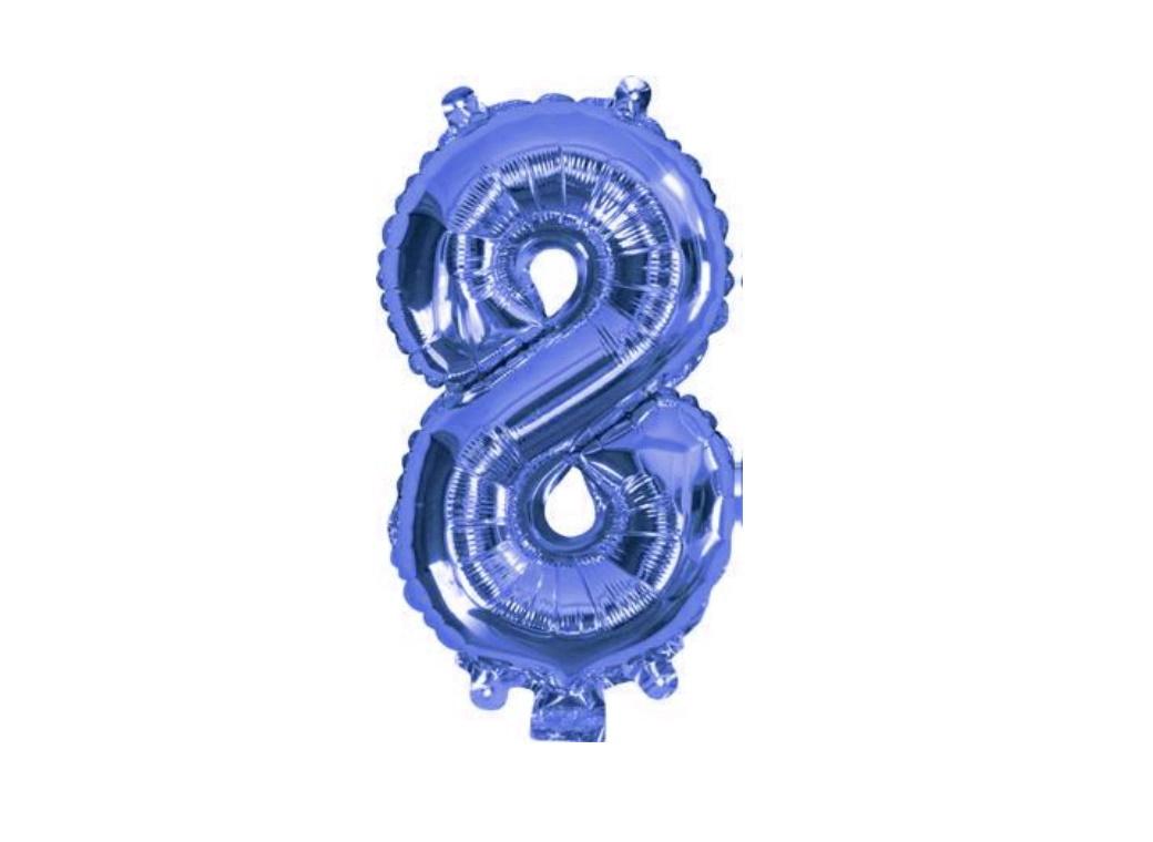 Mini Blue Foil Balloon - Number 8