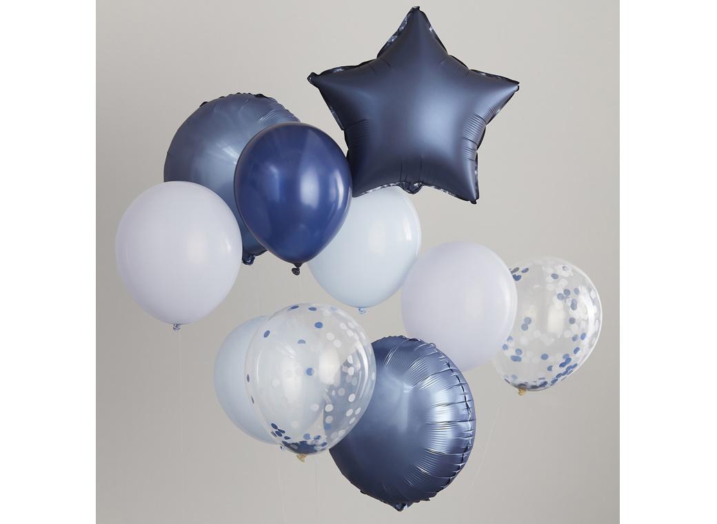 Blue, Navy & Confetti Balloon Bundle 10pk