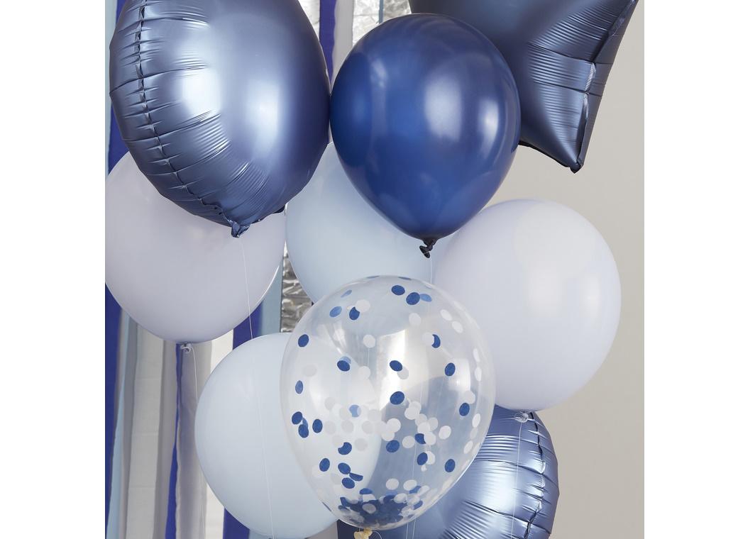 Blue, Navy & Confetti Balloon Bundle 10pk