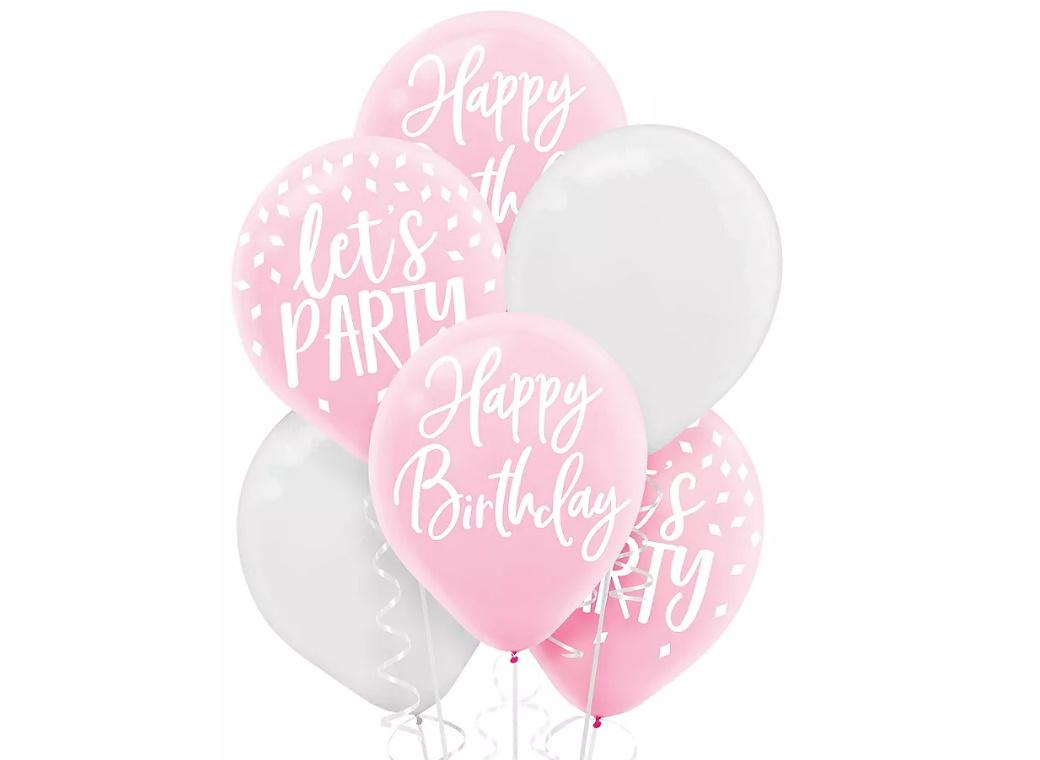 Blush Birthday Balloons 15pk