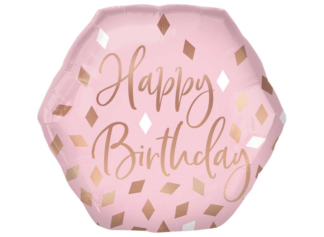 Blush Birthday Hexagon Foil Balloon