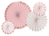 Blush Pink & Rose Gold Paper Fans 4pk