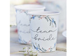 Boho Floral Team Bride Cups 8pk