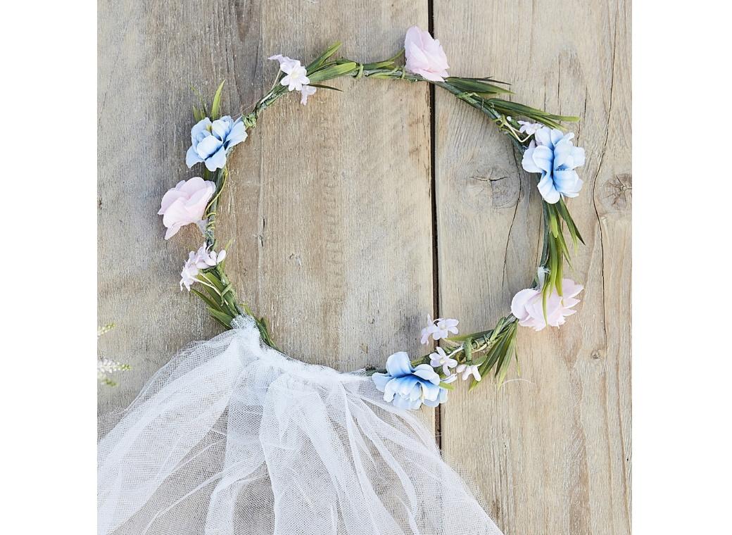 Boho Floral Bride to Be Crown & Veil