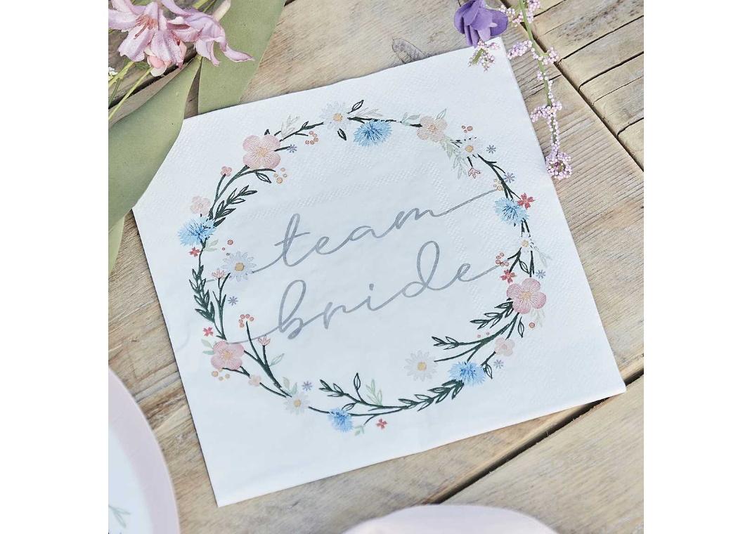 Boho Floral Team Bride Napkins 16pk