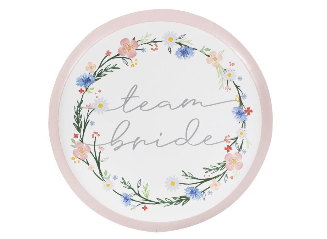 Boho Floral Team Bride Plates 8pk