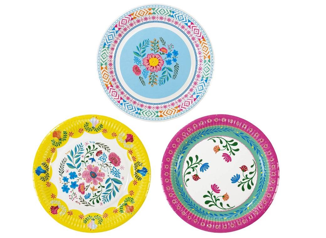 Boho Floral Plates 12pk