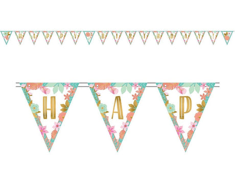 Boho Girl Happy Birthday Pennant Banner