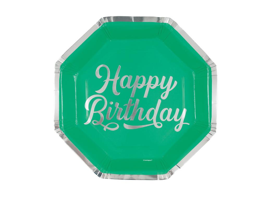 Bold Birthday Green Happy Birthday Plates 8pk