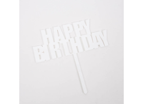 Bold Happy Birthday Topper - White