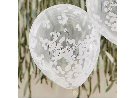 Hey Baby Confetti Balloons 5pk