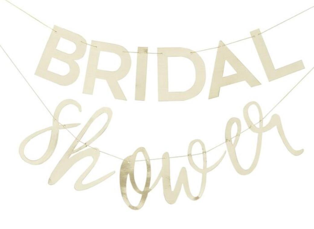 Botanical Hen Gold Bridal Shower Banner