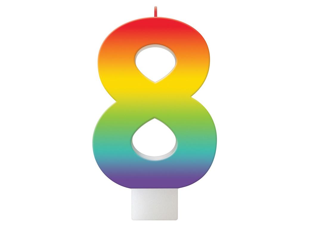 Bright Rainbow Candle - No. 8