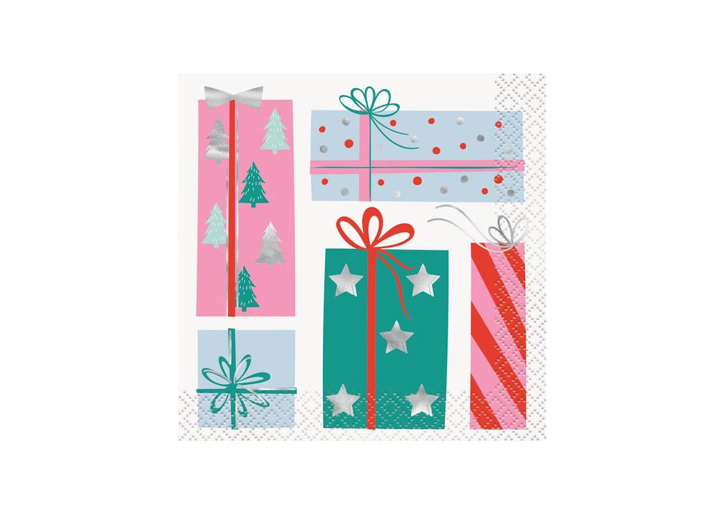 Christmas Presents Beverage Napkins 16pk