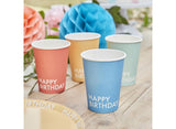 Brights Happy Birthday Cups 8pk