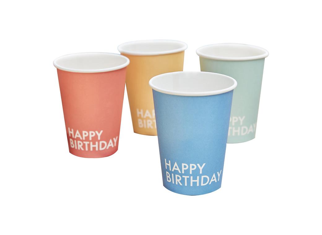 Brights Happy Birthday Cups 8pk