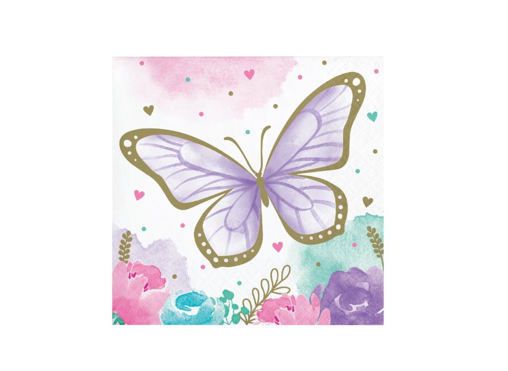 Butterfly Shimmer Beverage Napkins 16pk