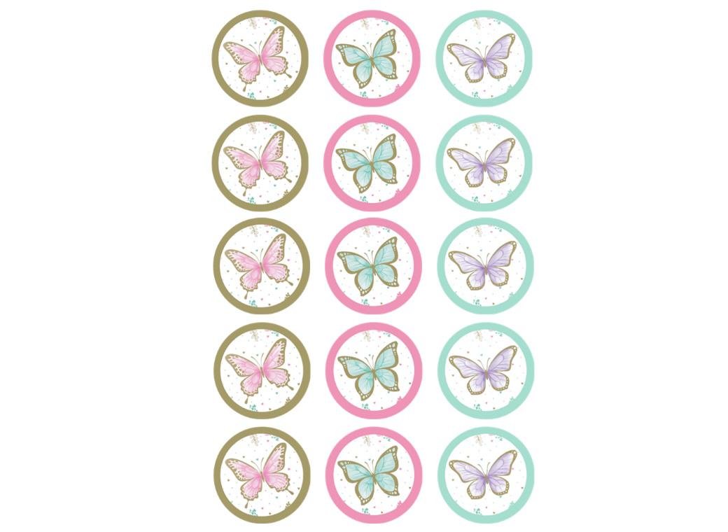 Edible Icing Cupcake Images - Butterfly Shimmer