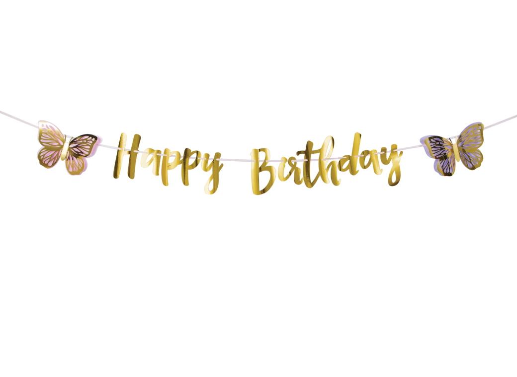 Butterfly Shimmer Happy Birthday Banner