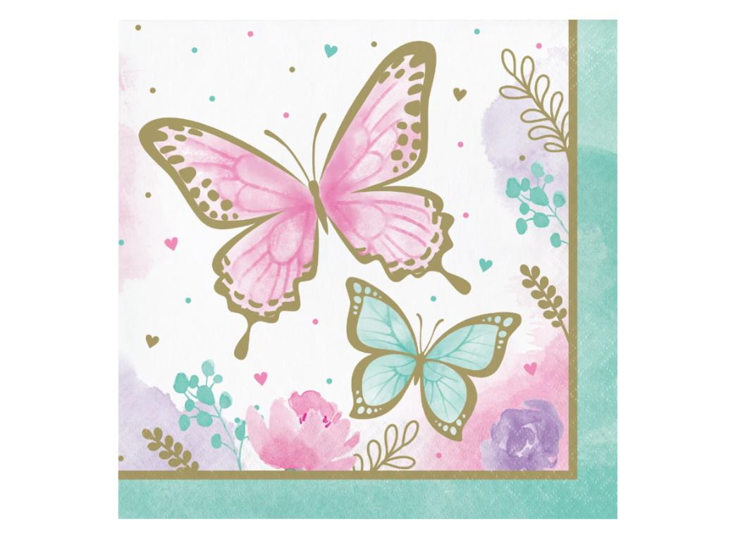 Butterfly Shimmer Lunch Napkins 16pk