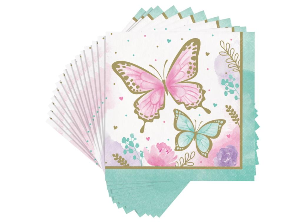 Butterfly Shimmer Lunch Napkins 16pk