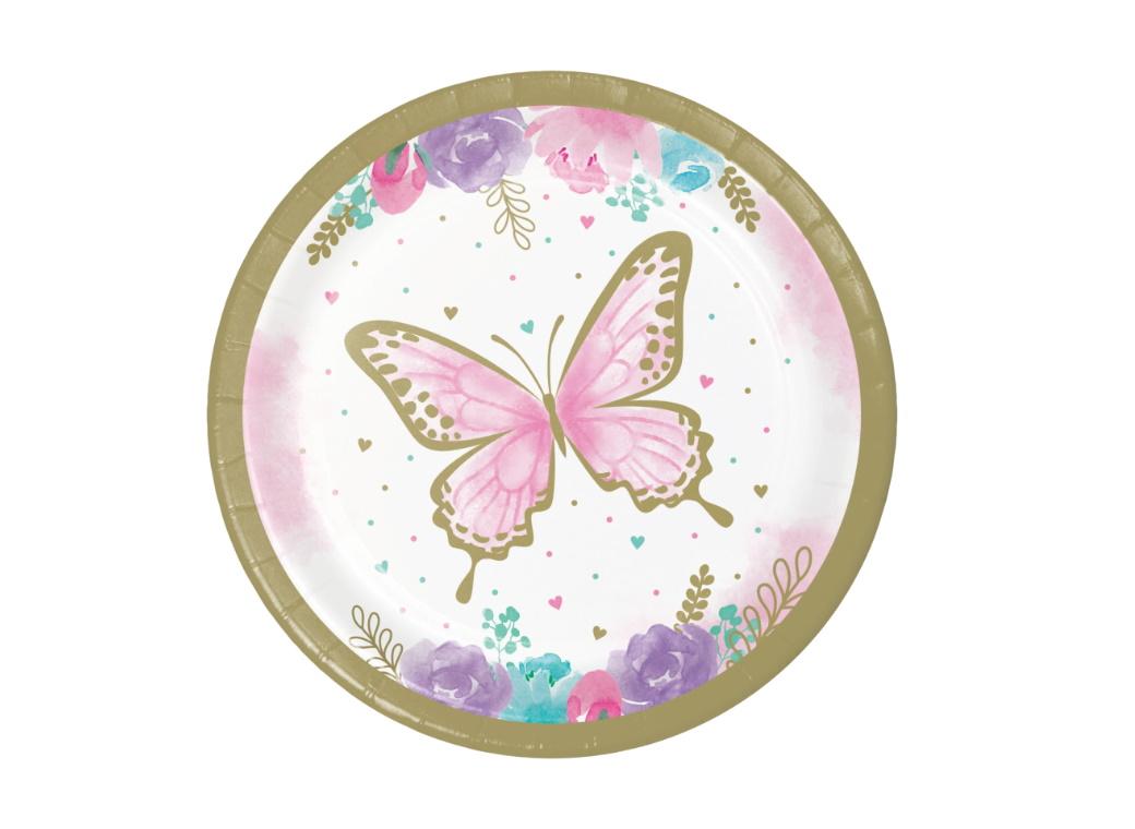 Butterfly Shimmer Lunch Plates 8pk