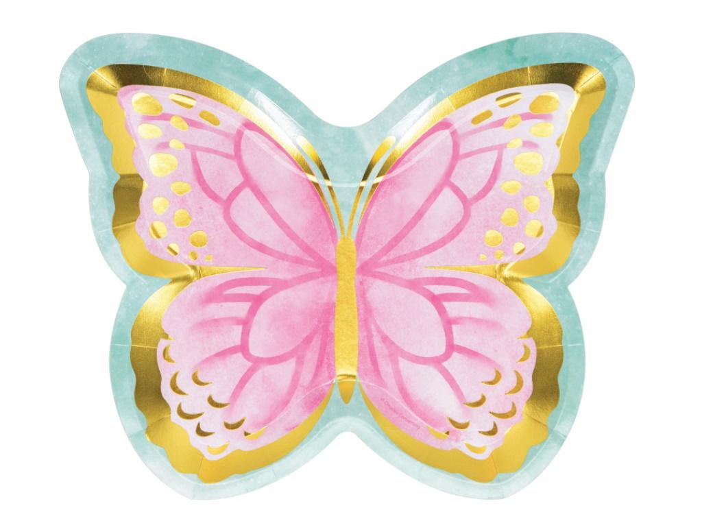 Butterfly Shimmer Shaped Plates 8pk