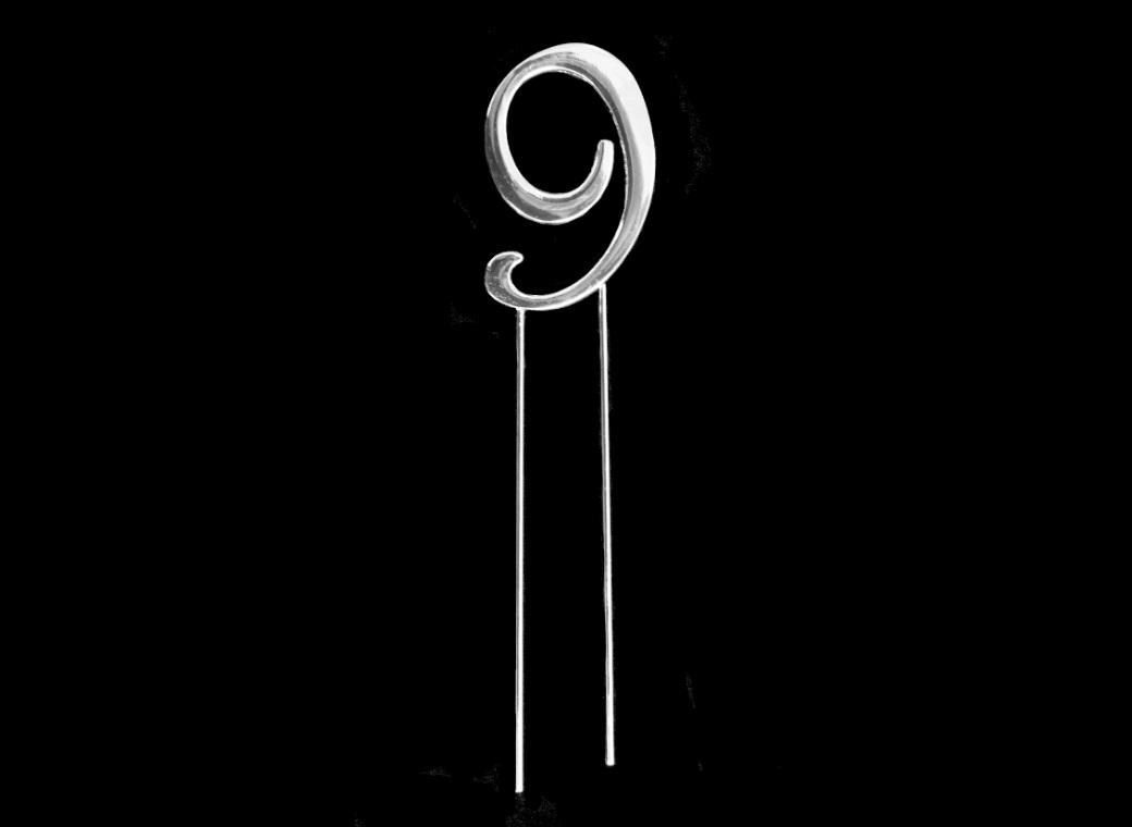 Silver Cake Topper - Number 9