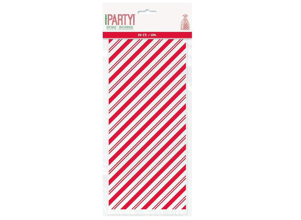 Candy Cane Striped Large Cello Bags 20pk