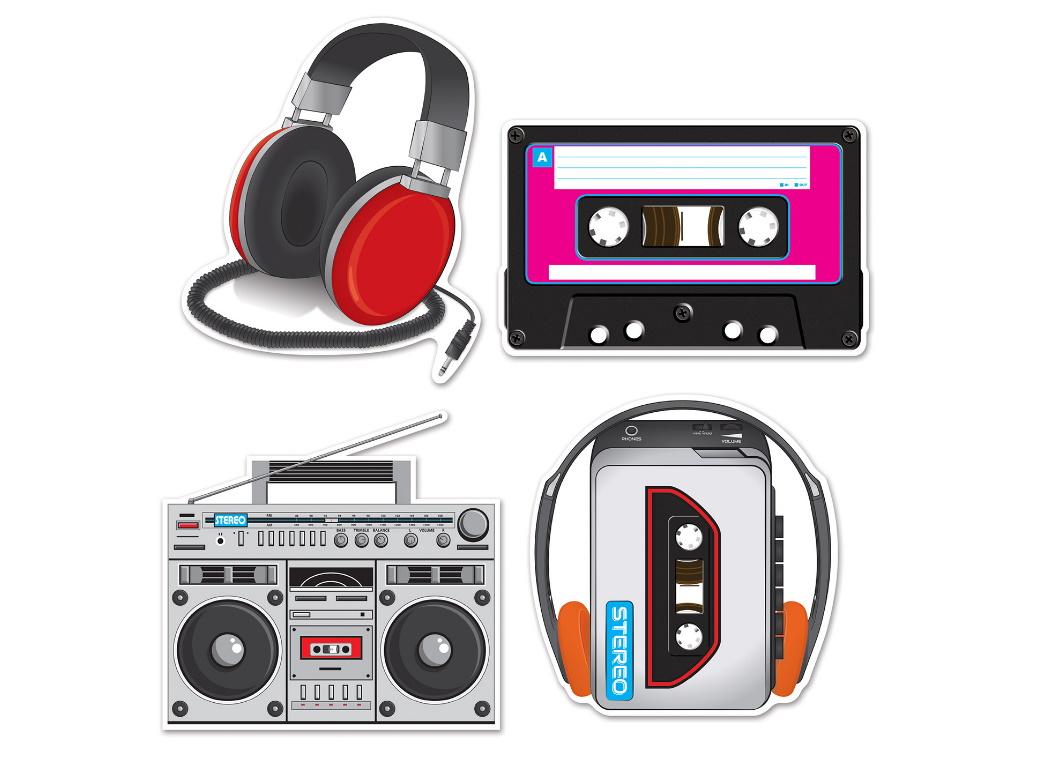 80s Cassette Player & Headphones Cutouts