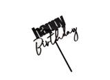 Cursive Happy Birthday Cake Topper - Black